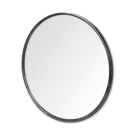 Piper Large Black Metal Round Wall Mirror by Mercana at Eve Furniture