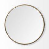 Piper Large Gold Metal Round Wall Mirror by Mercana at Eve Furniture