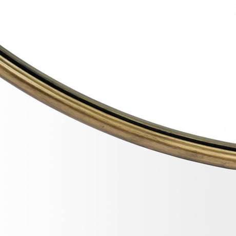 Piper Large Gold Metal Round Wall Mirror by Mercana at Eve Furniture