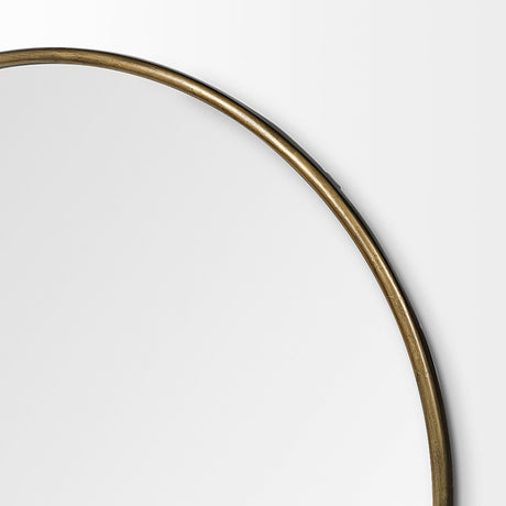 Piper Large Gold Metal Round Wall Mirror by Mercana at Eve Furniture