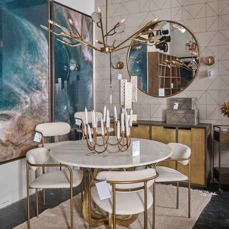 Piper Large Gold Metal Round Wall Mirror by Mercana at Eve Furniture