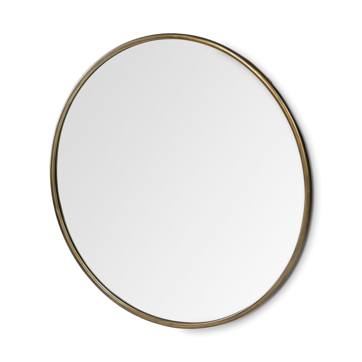Piper Large Gold Metal Round Wall Mirror by Mercana at Eve Furniture