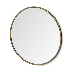 Piper Large Gold Metal Round Wall Mirror by Mercana at Eve Furniture