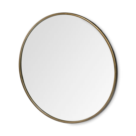 Piper Large Gold Metal Round Wall Mirror by Mercana at Eve Furniture