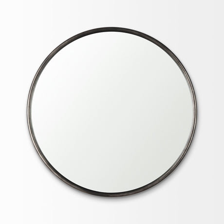 Piper Small Black Metal Round Wall Mirror by Mercana at Eve Furniture