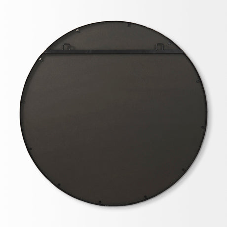 Piper Small Black Metal Round Wall Mirror by Mercana at Eve Furniture