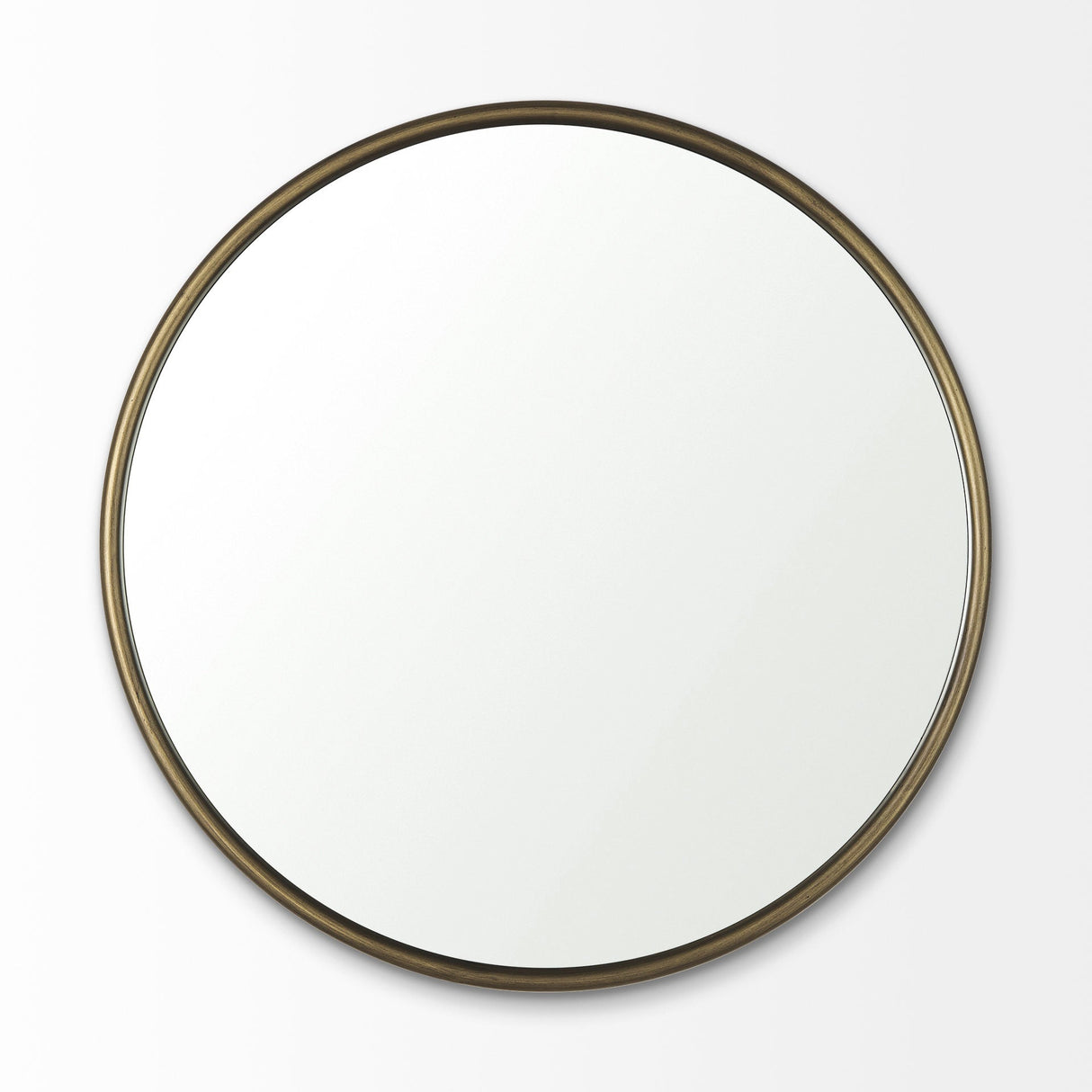 Piper Small Gold Metal Round Wall Mirror by Mercana at Eve Furniture