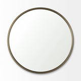 Piper Small Gold Metal Round Wall Mirror by Mercana at Eve Furniture