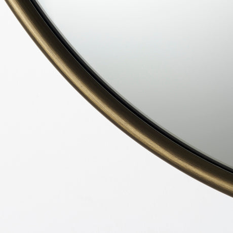Piper Small Gold Metal Round Wall Mirror by Mercana at Eve Furniture