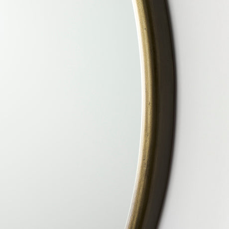 Piper Small Gold Metal Round Wall Mirror by Mercana at Eve Furniture