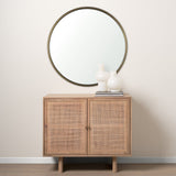 Piper Small Gold Metal Round Wall Mirror by Mercana at Eve Furniture