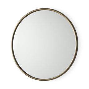 Piper Small Gold Metal Round Wall Mirror by Mercana at Eve Furniture