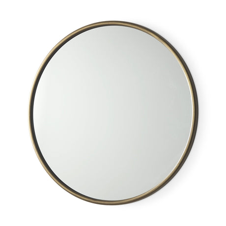 Piper Small Gold Metal Round Wall Mirror by Mercana at Eve Furniture