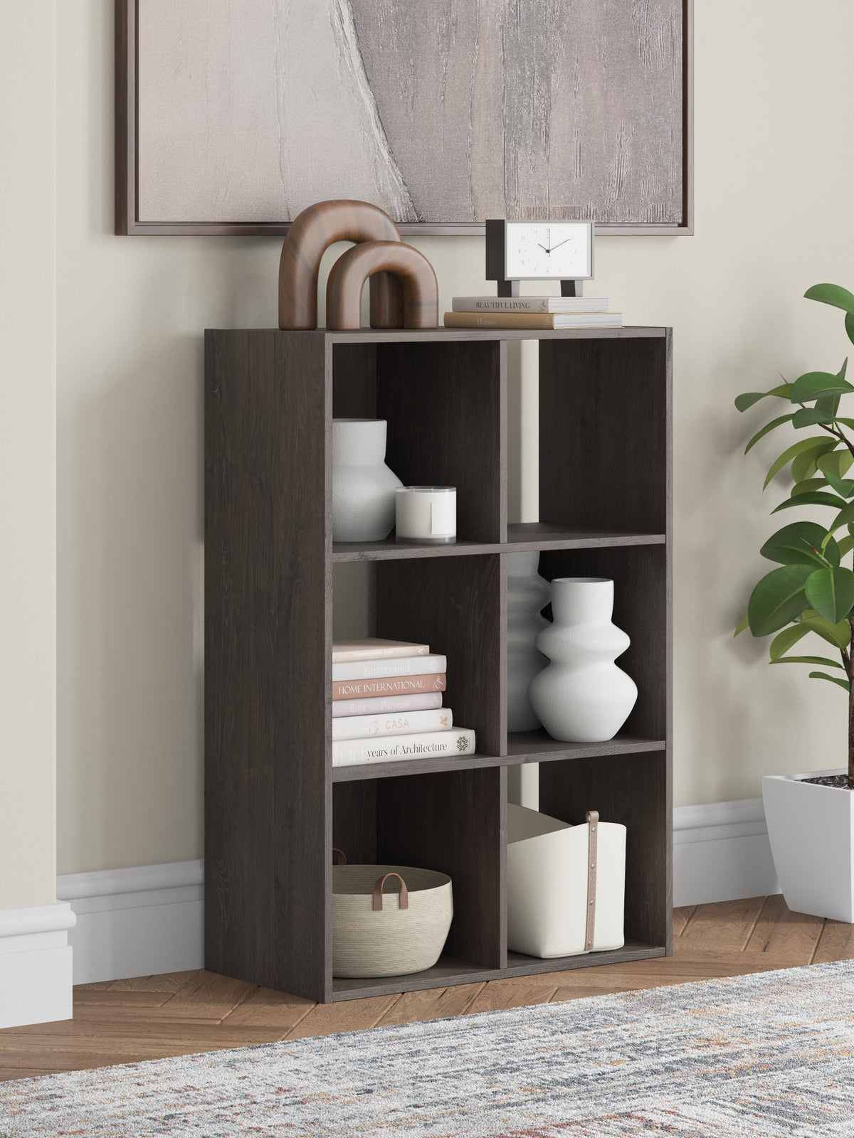 Piperton Charcoal Six Cube Organizer by Ashley at Eve Furniture