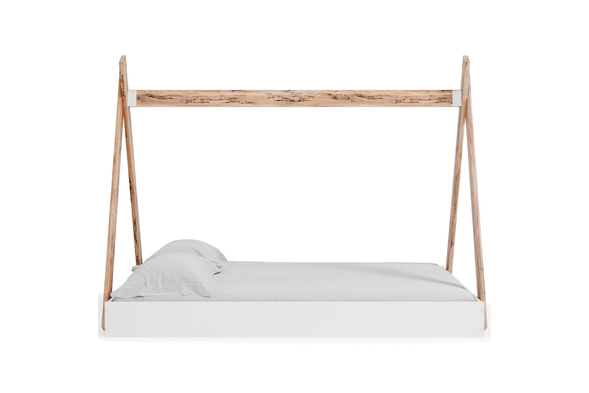 Piperton Two-tone Brown/White Full Tent Bed by Ashley at Eve Furniture