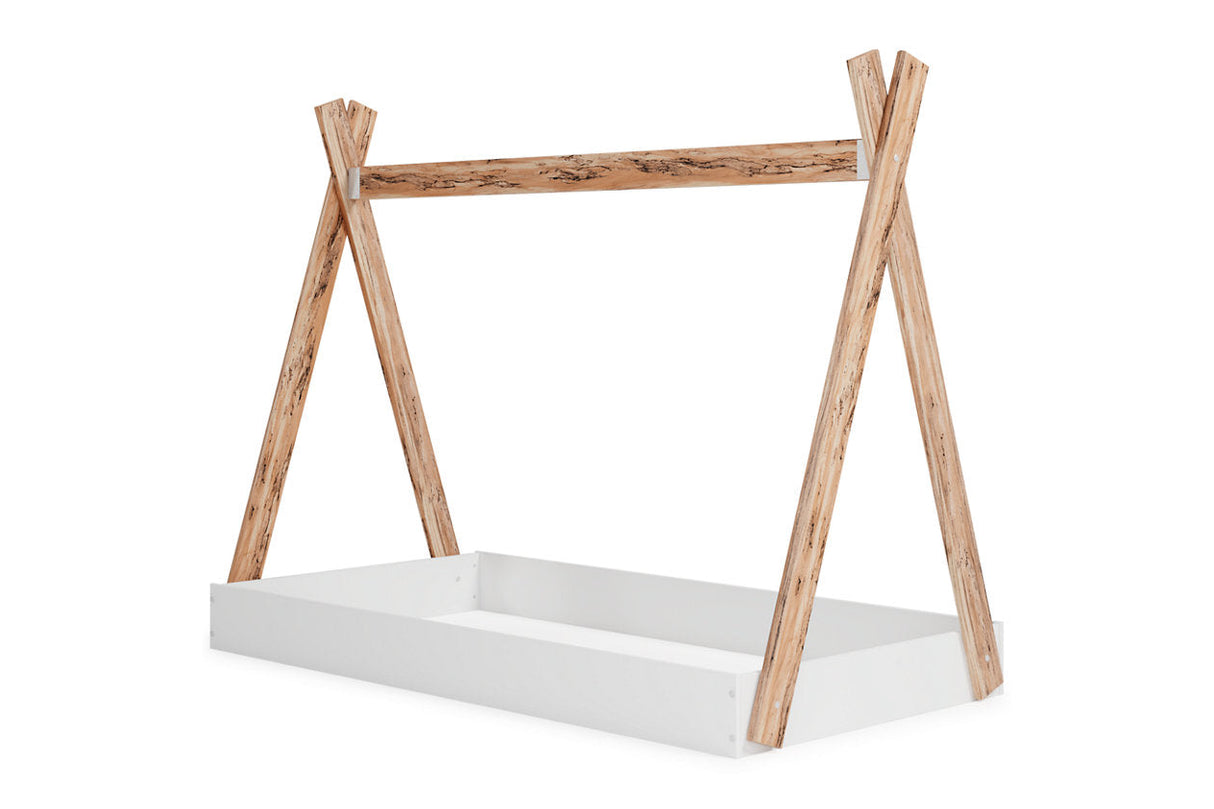 Piperton Two-tone Brown/White Twin Tent Bed by Ashley at Eve Furniture