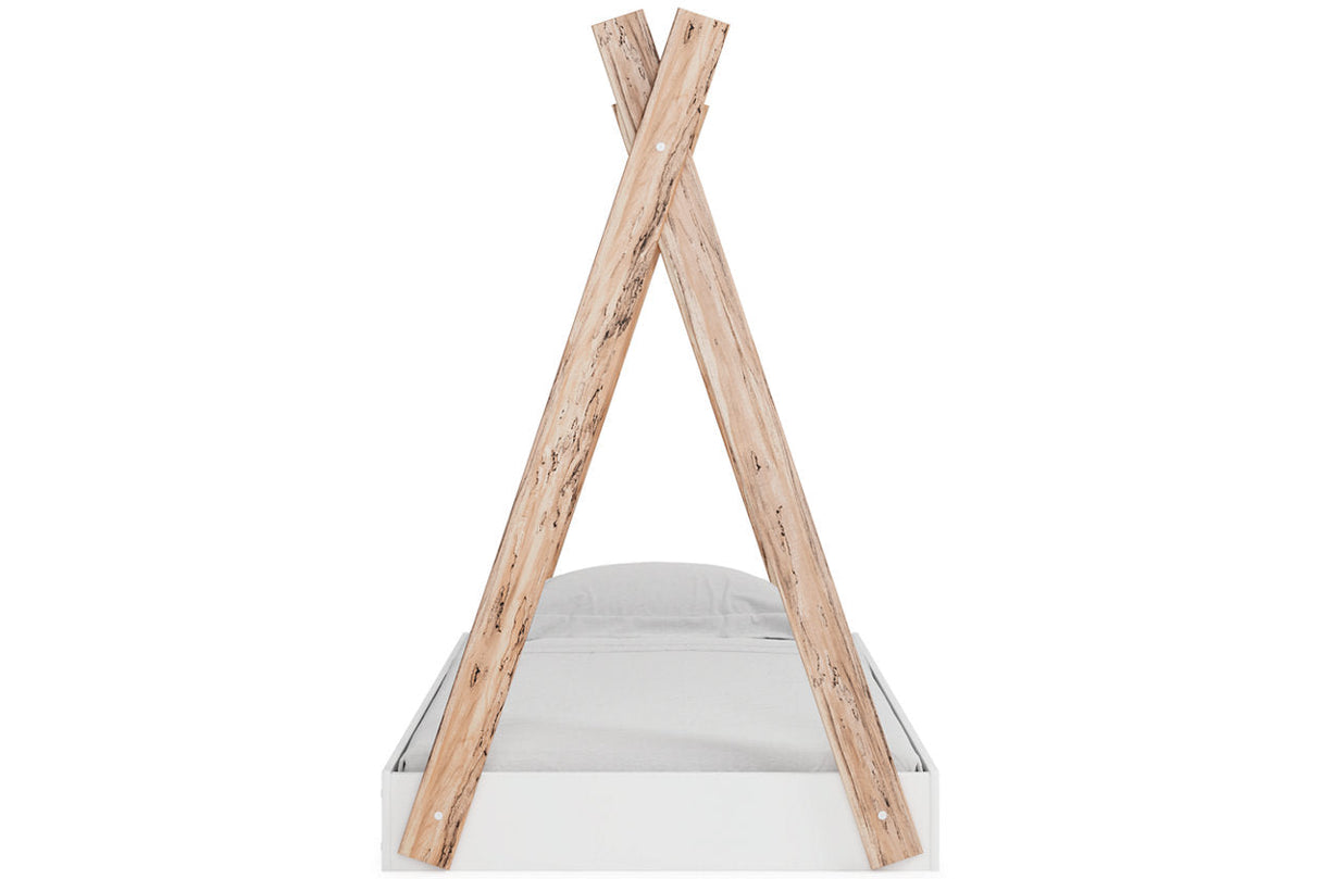 Piperton Two-tone Brown/White Twin Tent Bed by Ashley at Eve Furniture