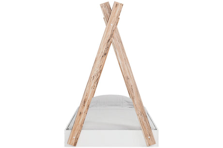 Piperton Two-tone Brown/White Twin Tent Bed by Ashley at Eve Furniture