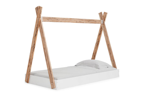 Piperton Two-tone Brown/White Twin Tent Bed by Ashley at Eve Furniture