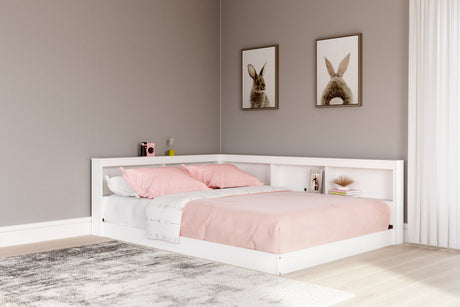 Piperton White Full Bookcase Corner Storage Bed by Ashley at Eve Furniture