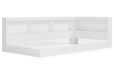 Piperton White Twin Bookcase Corner Storage Bed by Ashley at Eve Furniture