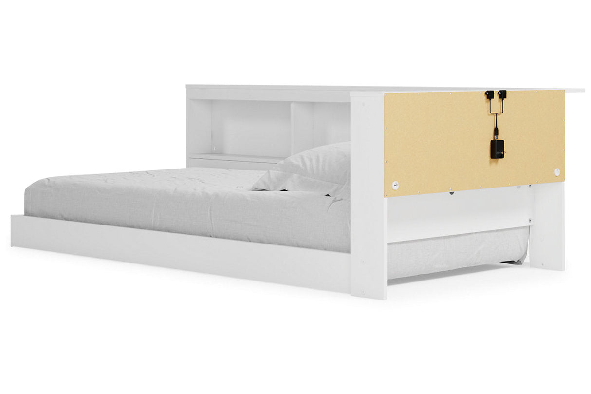 Piperton White Twin Bookcase Corner Storage Bed by Ashley at Eve Furniture