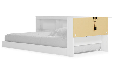 Piperton White Twin Bookcase Corner Storage Bed by Ashley at Eve Furniture