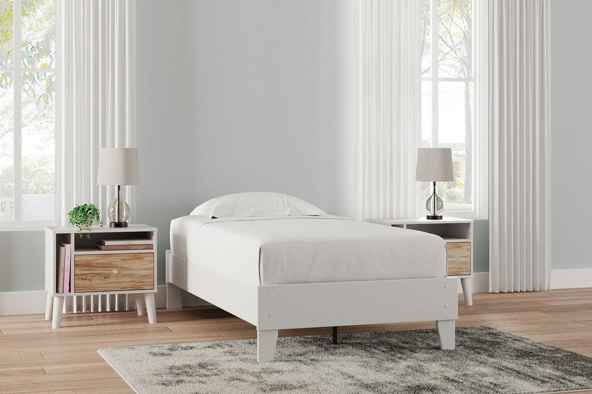 Piperton White Twin Platform Bed by Ashley at Eve Furniture