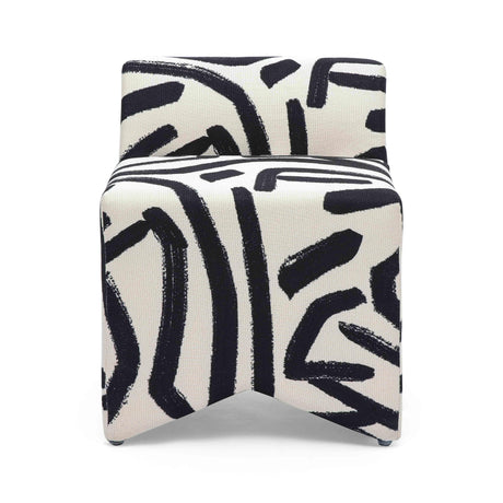 Pippa Black Brushstroke Print Stool by TOV Furniture at Eve Furniture
