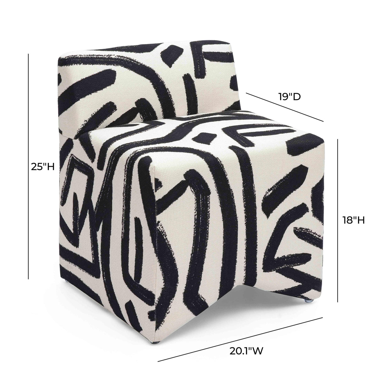 Pippa Black Brushstroke Print Stool by TOV Furniture at Eve Furniture