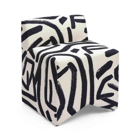 Pippa Black Brushstroke Print Stool by TOV Furniture at Eve Furniture