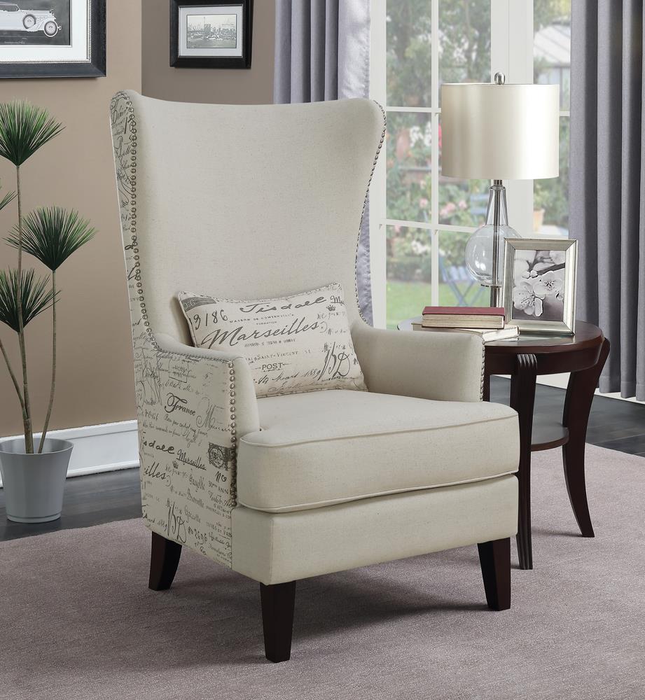 Pippin Cream Curved Arm High Back Accent Chair