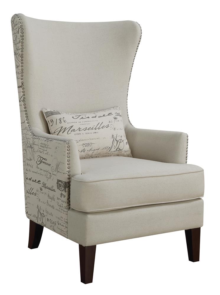 Pippin Cream Curved Arm High Back Accent Chair