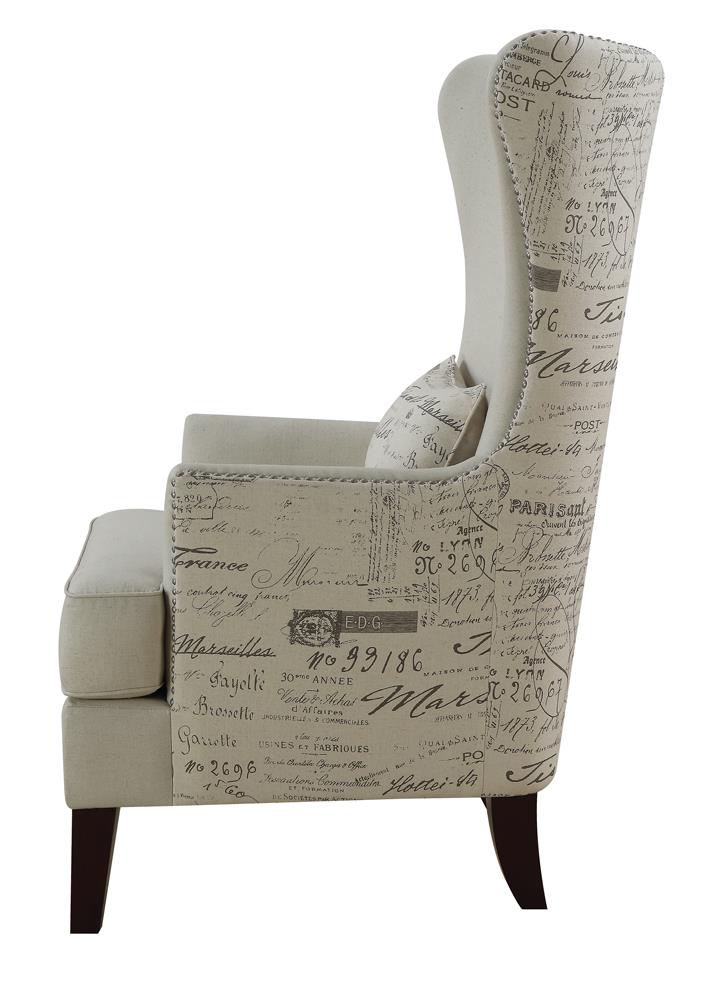 Pippin Cream Curved Arm High Back Accent Chair