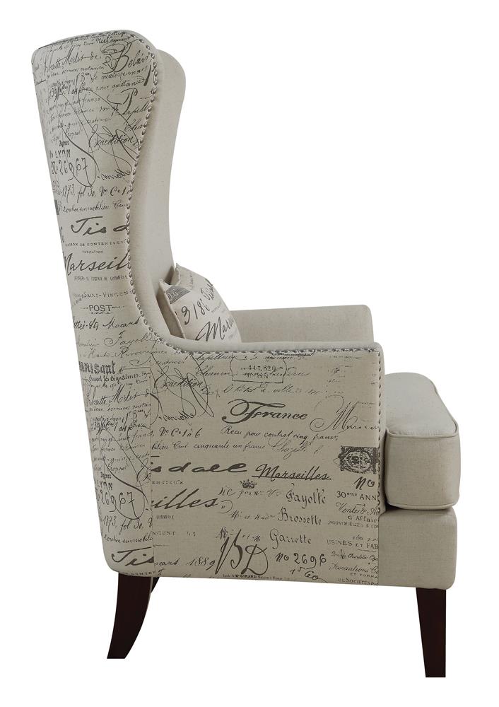 Pippin Cream Curved Arm High Back Accent Chair