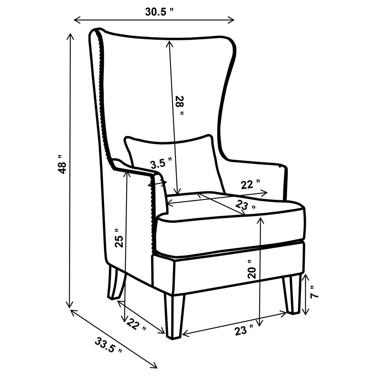 Pippin Latte Upholstered Wingback Accent Chair