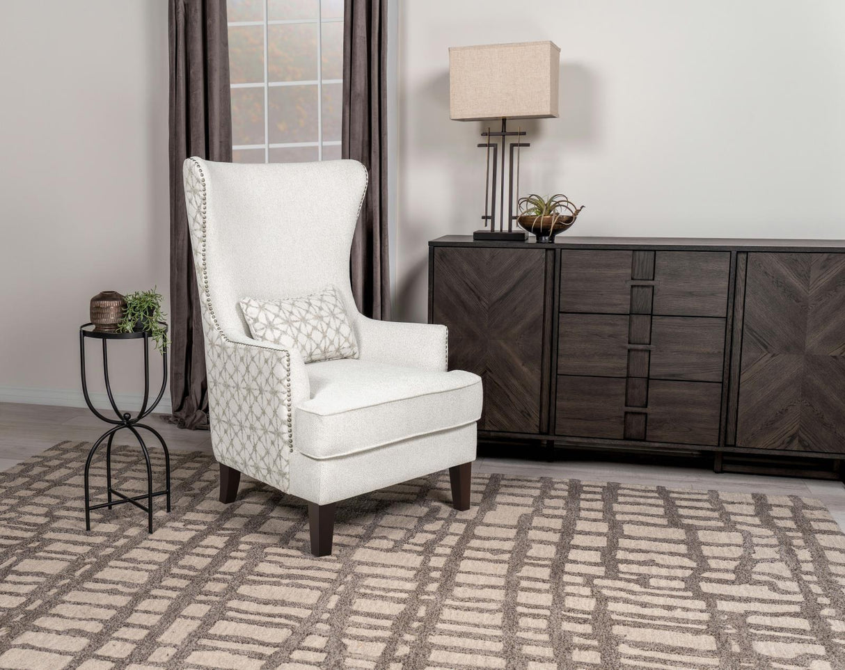 Pippin Latte Upholstered Wingback Accent Chair