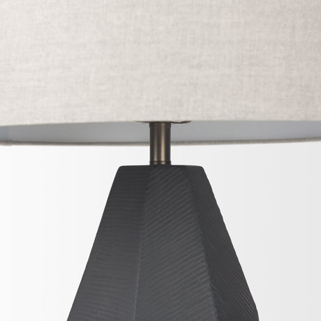 Piven Black w/ Gray Wash Textured Ceramic Table Lamp by Mercana at Eve Furniture