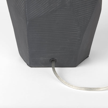 Piven Black w/ Gray Wash Textured Ceramic Table Lamp by Mercana at Eve Furniture