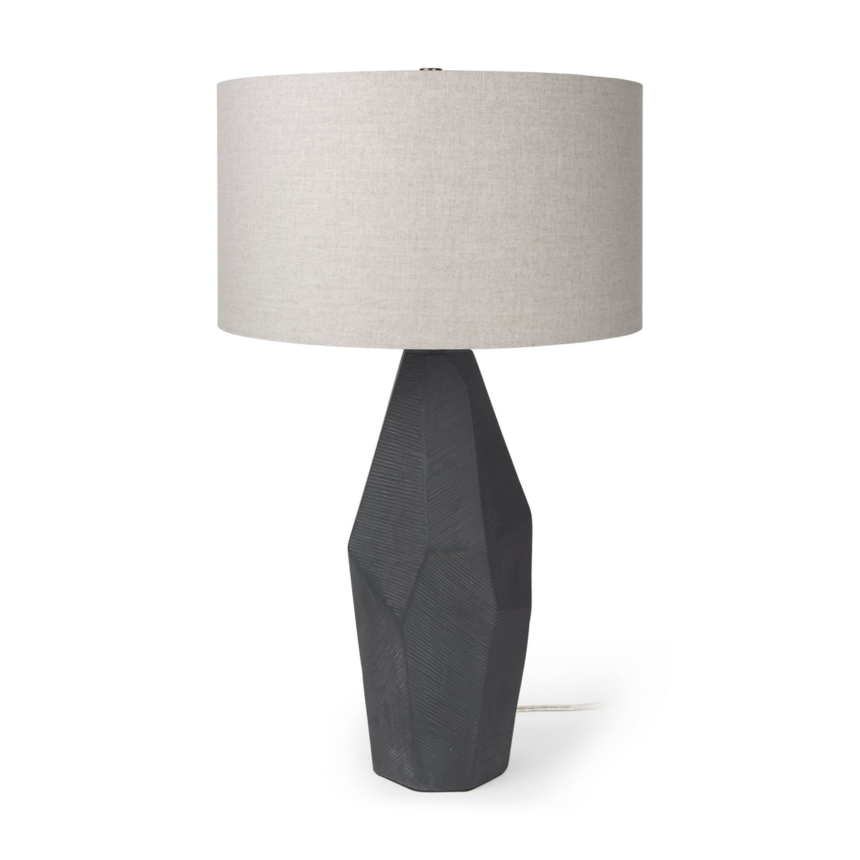 Piven Black w/ Gray Wash Textured Ceramic Table Lamp by Mercana at Eve Furniture