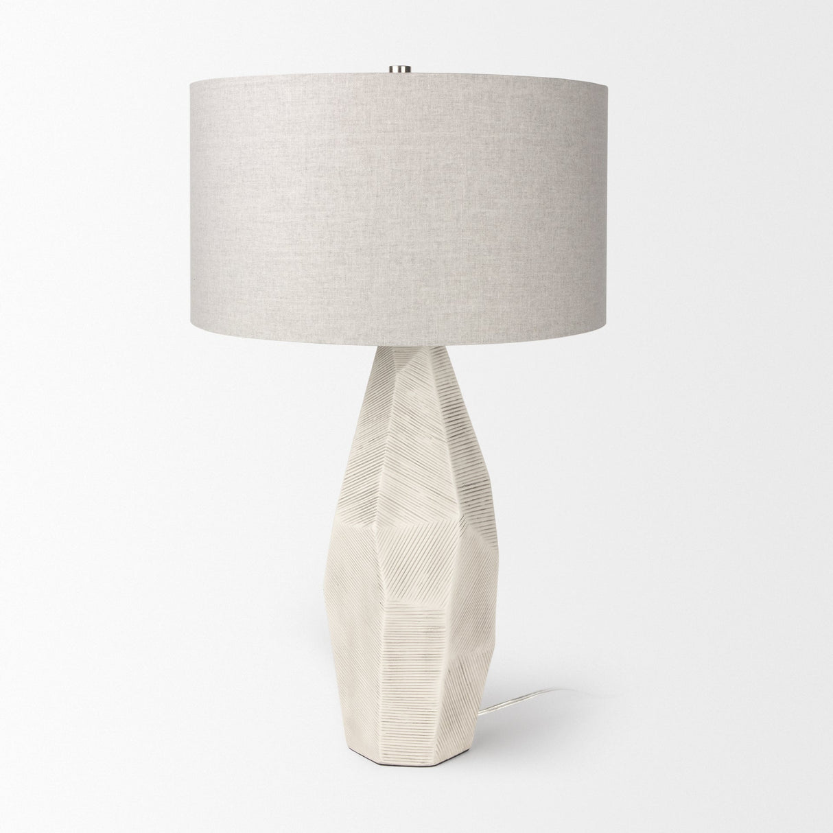 Piven White w/Antiqued Wash Textured Ceramic Table Lamp by Mercana at Eve Furniture