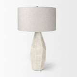 Piven White w/Antiqued Wash Textured Ceramic Table Lamp by Mercana at Eve Furniture