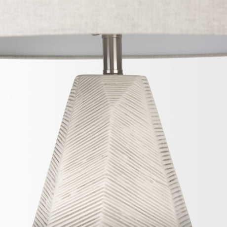 Piven White w/Antiqued Wash Textured Ceramic Table Lamp by Mercana at Eve Furniture