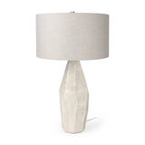Piven White w/Antiqued Wash Textured Ceramic Table Lamp by Mercana at Eve Furniture