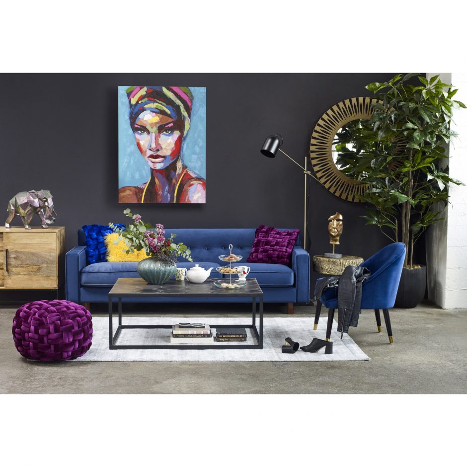 Pj Velvet Pouf Black by Moe's Home at Eve Furniture