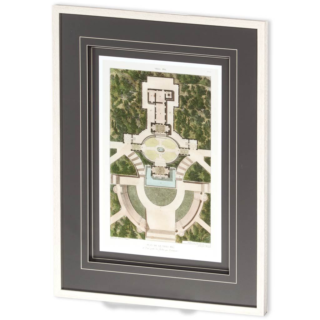 Plan De La Villa Pia by Mercana Studio a Framed Art Print Matted under Glass by Mercana at Eve Furniture