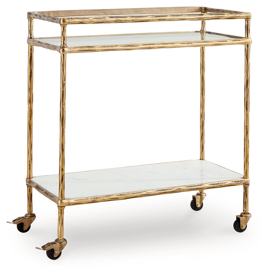 Plattfield Antique Gold Finish Bar Cart