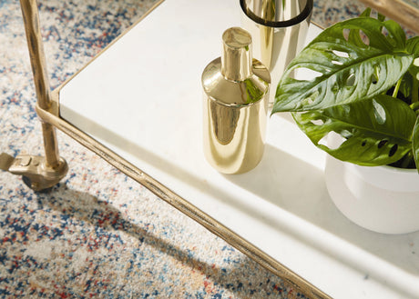 Plattfield Antique Gold Finish Bar Cart by Ashley at Eve Furniture