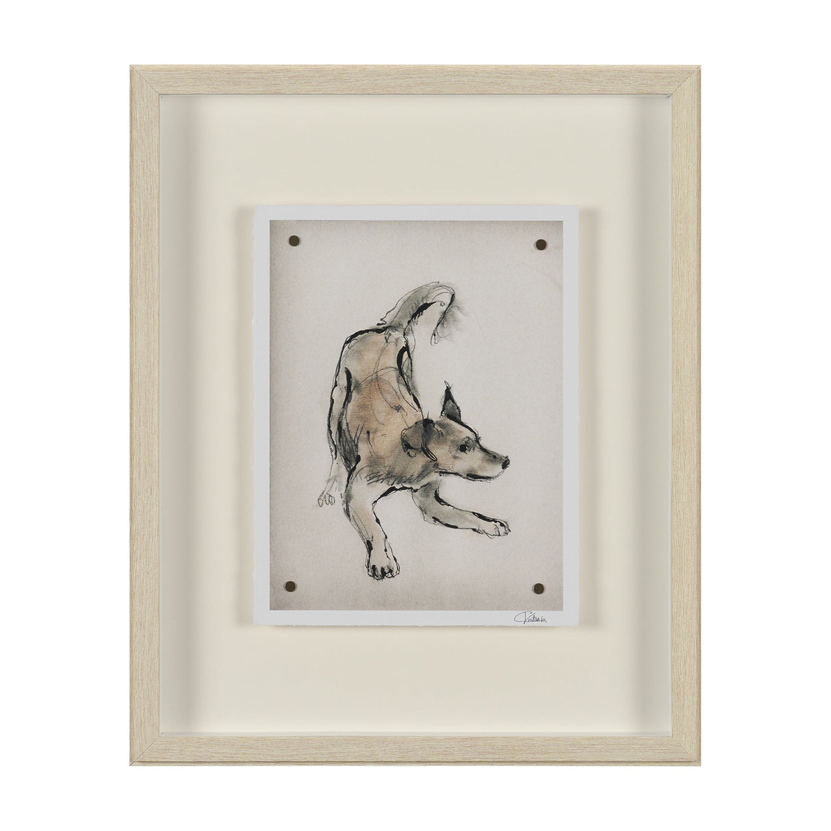 Playful Pup I by Mercana Studio Hand Embelished Framed Artwork Matted under Glass by Mercana at Eve Furniture