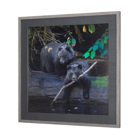 Playing Bears by Chad Mackay a Hand Embellished Textured Framed Photo Art Print Matted under Glass by Mercana at Eve Furniture